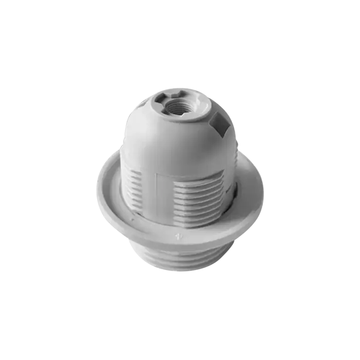 Thermoplastic E27 lamp holder with flange, white 