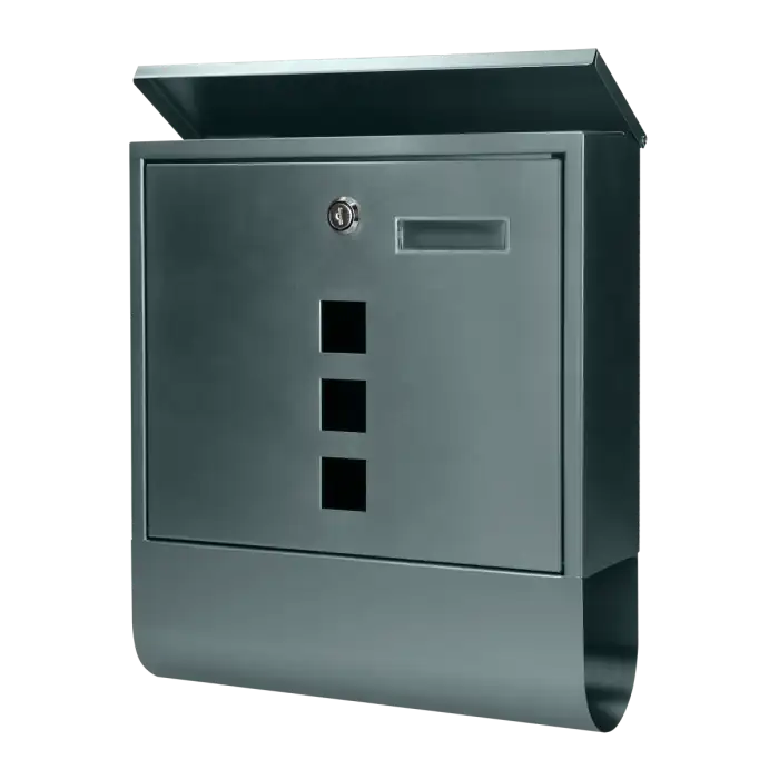 HAITI mailbox with newspaper holder and name plate, galvanized steel, anthracite