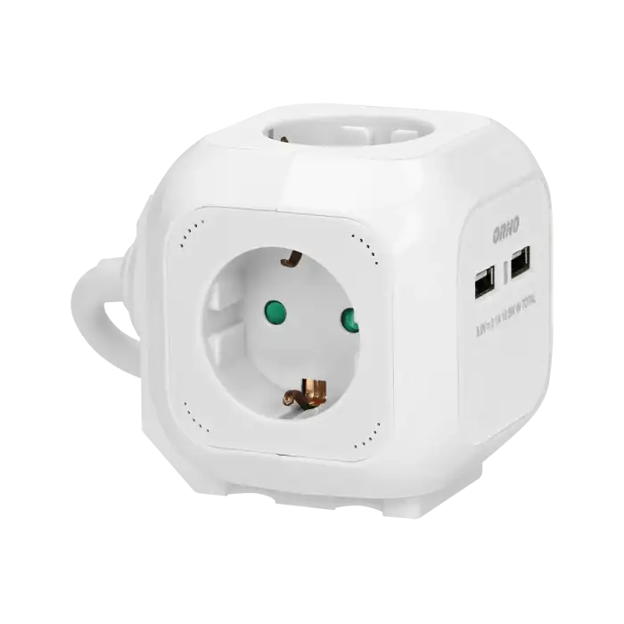 Extension sockets 4 x 2P+E (Schuko), 2xUSB chargers, 1.4m H05VV-F 3x1mm2, white