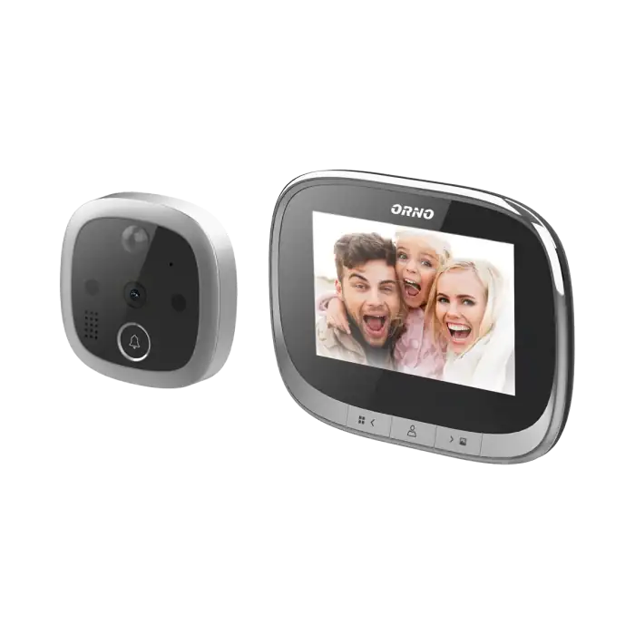 Electronic door viewer with integrated motion sensor and 4.3'' LCD screen, image and video recording on Micro SD card, menu in 4 languages, inbuilt battery