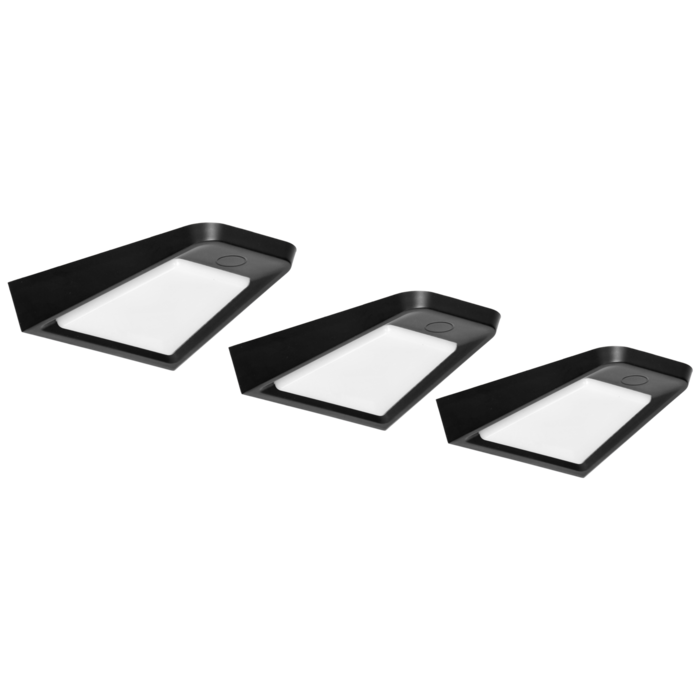 Σετ 3 x DIKI under-cabinet LED, 2W, 170lm, 4000K, με USB, Μαύρο