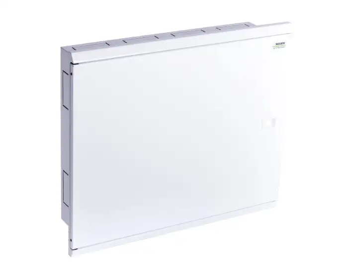 Metal Flat Flush-mounted enclosure, 3 rows (24MU), 72MU, sheetsteel white door, NPE terminals included