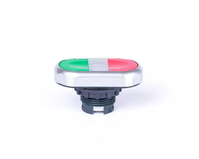 Dual colour button head, momentary, without printing, illumination possibility, green+red