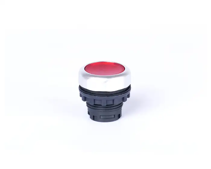 Flat button head, momentary, without printing, illumination possibility, red