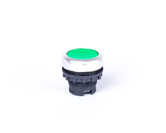 Flat button head, momentary, without printing, green