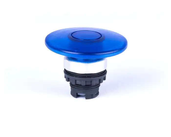 Mushroom button head, 60 mm, momentary, without printing, illumination possibility, blue