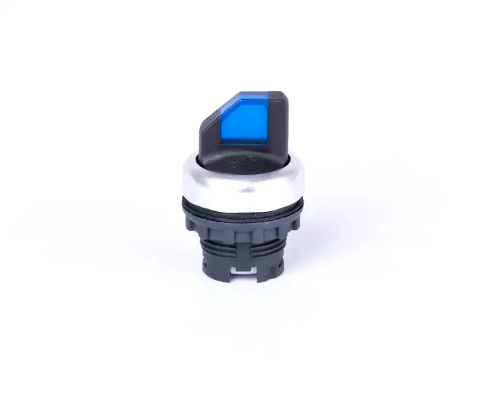 2-position selector switch with handle head, maintained, illumination possibility, blue