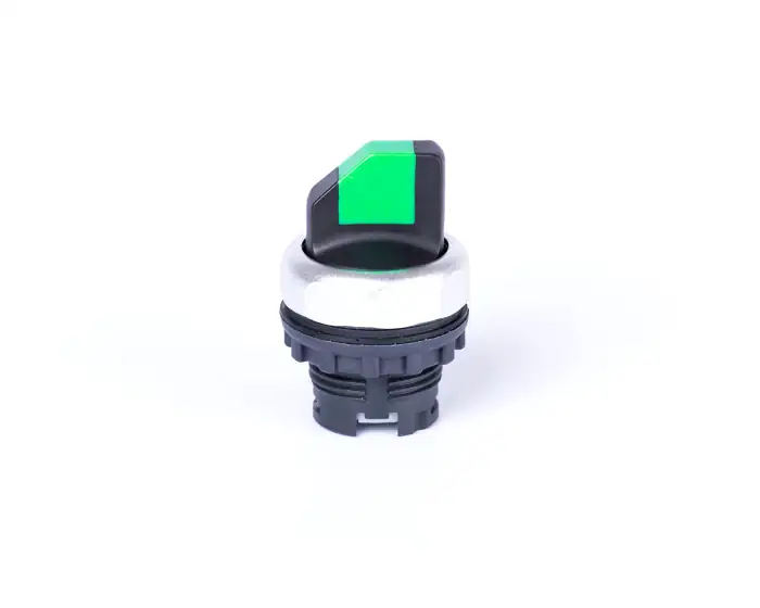 3-position selector switch with handle head, momentary-maintained, green