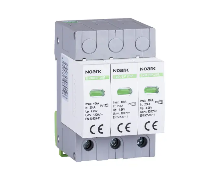 DC SPD Ex9UEP with remote contact, Class II, In=20kA, 1200 V DC, 3MU width, for ungrounded PV systems