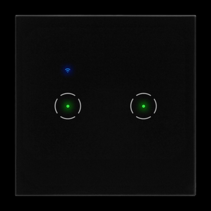 Tuya Smart Wi-Fi flush-mounted 2-gang switch, black