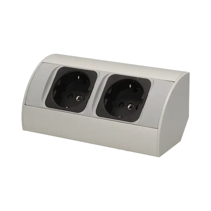 Under-cabinet electrical socket, grey, schuko