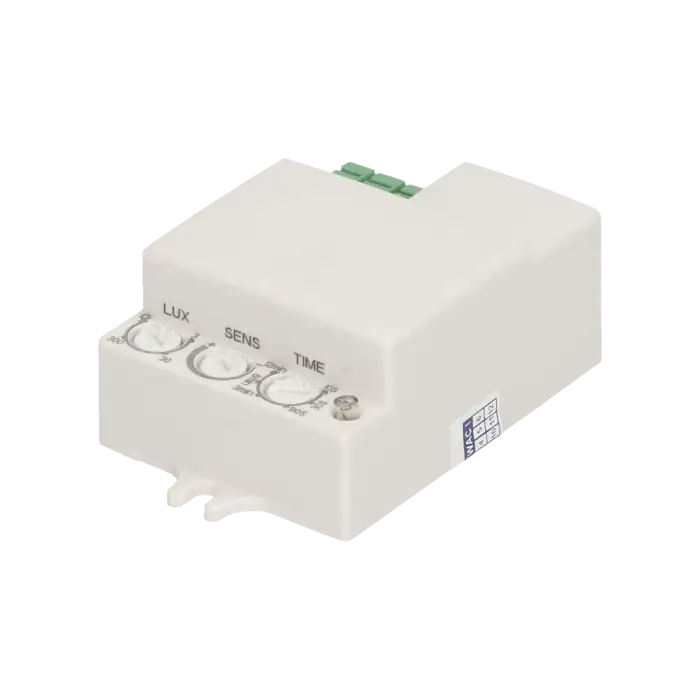 Αισθητήρας microwave για φορτίο έως 1200W εσωτερικού χώρου (IP20). Έχει εύρος γωνίας 360o και ευαισθησία έως 2000lux . Λειτουργεί με LED φωτισμό 10sec - 12min 1-8m 545 / 25 / 394