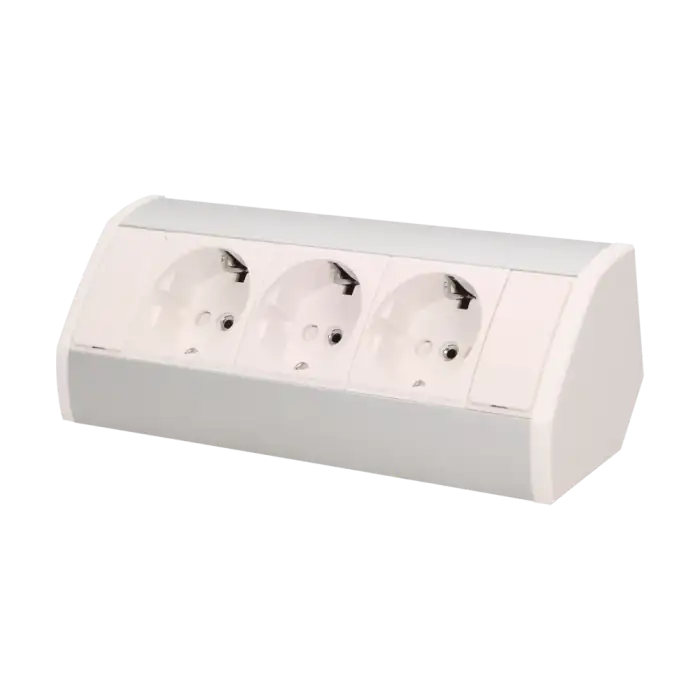 Furniture socket, silver-white, schuko