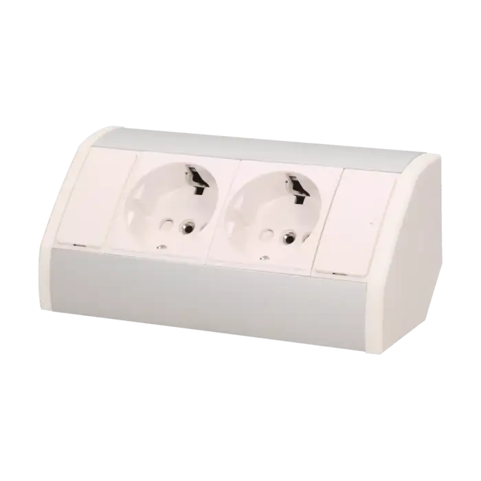 Furniture socket, silver-white, schuko