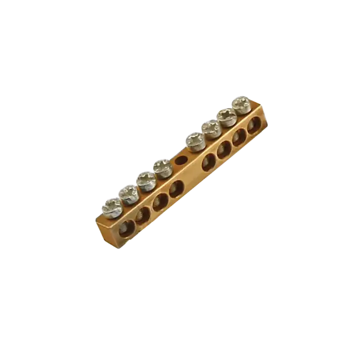 Non-insulated brass busbar, 8 cables