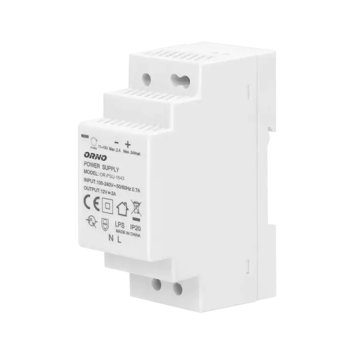 Τροφοδοτικό ράγας 12V DC 2A, 24W IP 20  Τάση εισόδου 100-230 V AC