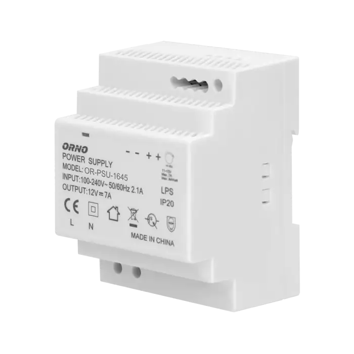 DIN rail power adaptor 12V DC 7A, 84W, width: 4 units