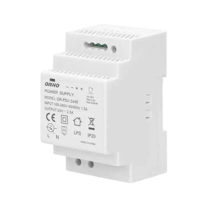 DIN rail power adaptor  24VDC, 2.5A, 60W, width: 3 units