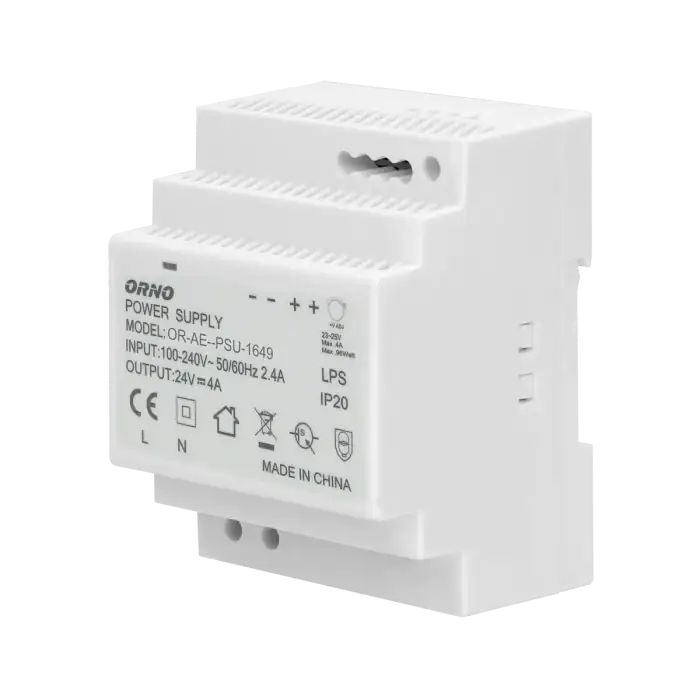 DIN rail power adaptor  24VDC, 4A, 100W, width: 4 units