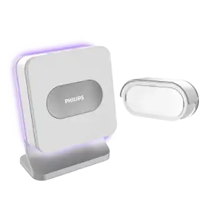 Philips WelcomeBell MP3 wireless doorbell with 8 ringtones or MP3 import option, operation range up to 300m