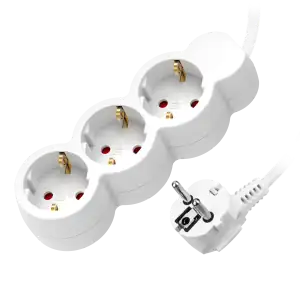 Extension sockets 3x 2P+E (schuko), with a 1.5m cord H05VV-F 3x1.0mm², white