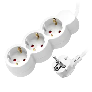 Extension sockets 3x 2P+E (schuko), with a 5m cord H05VV-F 3x1.0mm², white