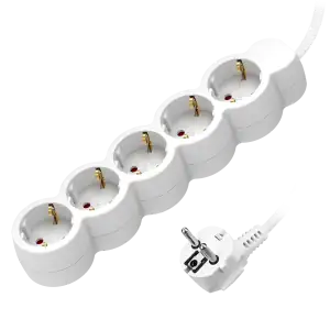 Extension sockets 5x 2P+E (schuko), with a 1.5m cord H05VV-F 3x1.0mm², white