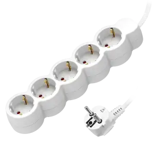 Extension sockets 5x 2P+E (schuko), with a 5m cord H05VV-F 3x1.0mm², white