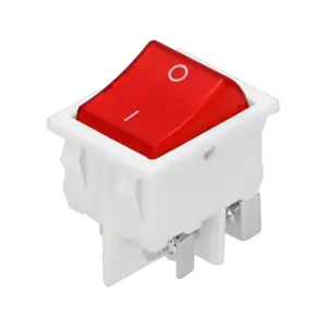 Τετράγωνο on/off κόκκινο μπουτόν σε λευκή βάση με backlight