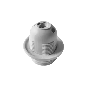 Thermoplastic E27 lamp holder with flange, white - collective package