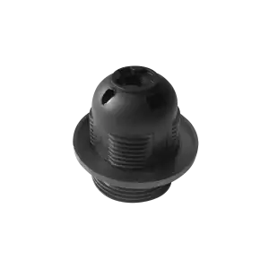 Thermoplastic E27 lamp holder with flange, black - collective package