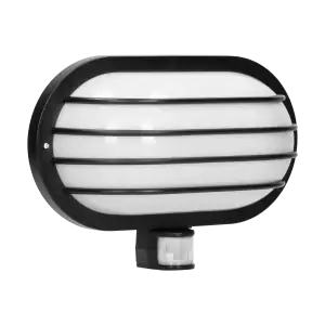 LASO garden lamp with 180° motion sensor and a screen , 1x60W, E27, IP44, plastic, black