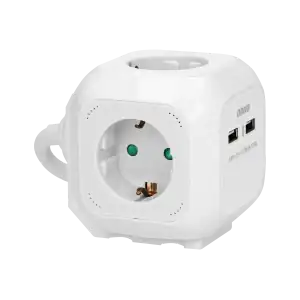 Extension sockets 4 x 2P+E (Schuko), 2xUSB chargers, 1.4m H05VV-F 3x1mm2, white