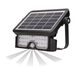 LUX LED 5W solar floodlight with motion sensor, 500lm, IP65, 4000K, 2x1500mAh, black