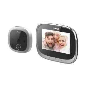 Electronic door viewer with integrated motion sensor and 4.3'' LCD screen, image and video recording on Micro SD card, menu in 4 languages, remote control via Tuya APP, inbuilt battery