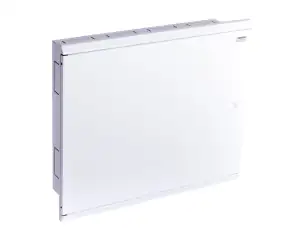 Metal Flat Flush-mounted enclosure, 6 rows (24MU), 144MU, sheetsteel white door, NPE terminals included