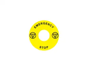 Emergency Stop Sticker with opening for Ex9P1 H, circular 60 mm, self-adhesive, yellow, EN