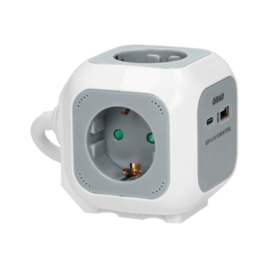 4x2P+E (Schuko) extension sockets, USB A + C charger, Quick charge, 1.4m H05VV-F 3x1mm², gray