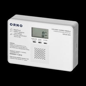 Battery-operated carbon monoxide sensor, 9V, 7-year service life, compliance with the EN 50291-1: 2018 standard