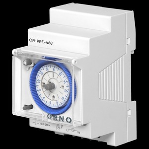 Μηχανικός χρονοδιακόπτης ράγας ημερήσιος (3Module) με εφεδρεία. Μin χρονος ρύθμισης 15 λεπτά, 110-230VAC, εφεδρεία 200 Ωρες.