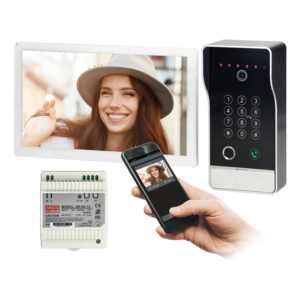 GUARDO single-family video doorphone set with a fingerprint reader, proximity reader and code lock, App-controlled, surface-mounted