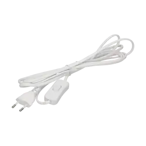Power cord with switch and Euro plug, white