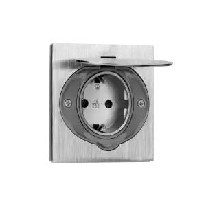 Hermetic electric socket for flush-mounting, IP44, stainless steel, Schuko