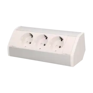 Furniture socket, silver-white, schuko