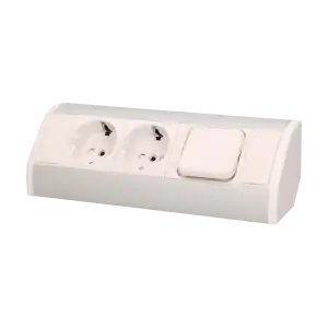 Furniture socket with switch, silver-white, schuko