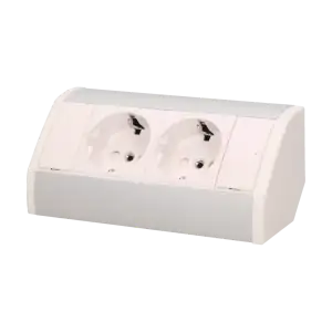 Furniture socket, silver-white, schuko