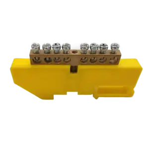 Grounding distribution busbar for TH35 rail, 8 cables, yellow