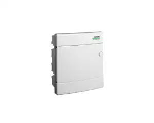 Plastic consumer unit, white door, flush-mounted, IP40, 1 row, 8 modules, PNF 8W