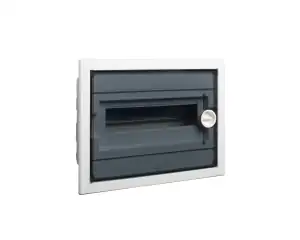 Plastic consumer unit, flat transparent door, flush-mounted, IP40, 1 row, 12 modules, PXF 12T