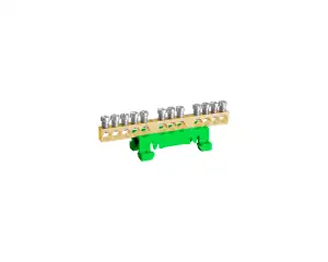 Terminal Block, uncovered, plastic DIN rail clip, green/yellow, 7x10mm2